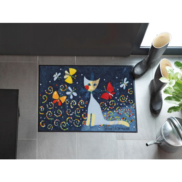 Image of Rosina Wachtmeister Fussmatte Katze & Schmetterlinge, mehrfarbig, 50x75 cm bei Lehner Versand Schweiz