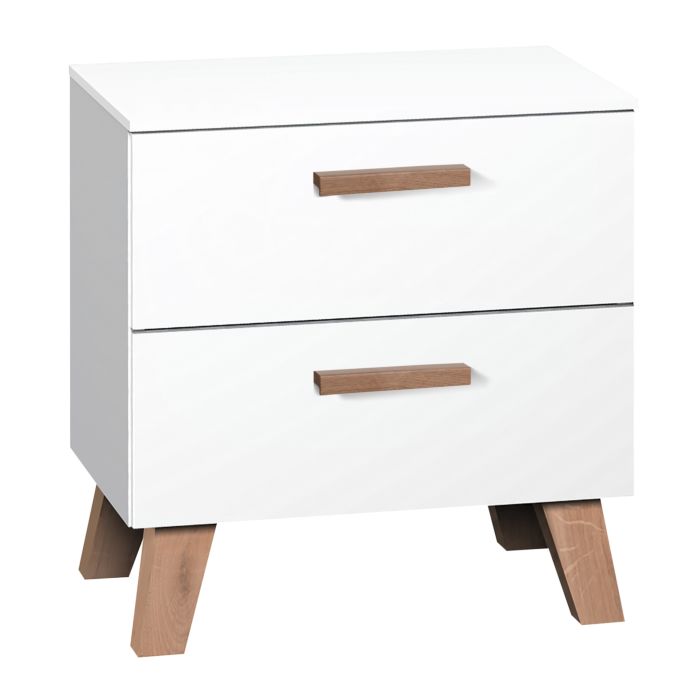 Table de nuit Oslo blanc, 2 tiroirs main product photo