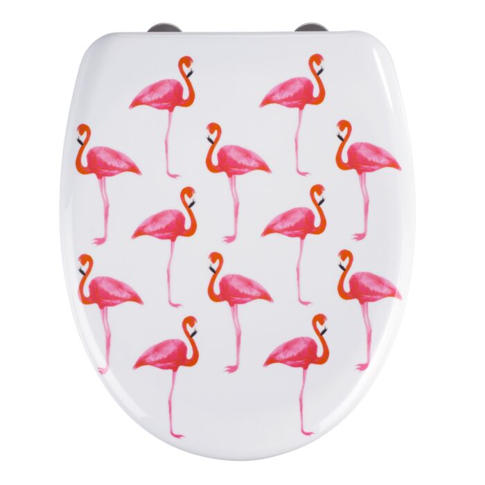 Lunette WC avec design Flamingo blanc main product photo
