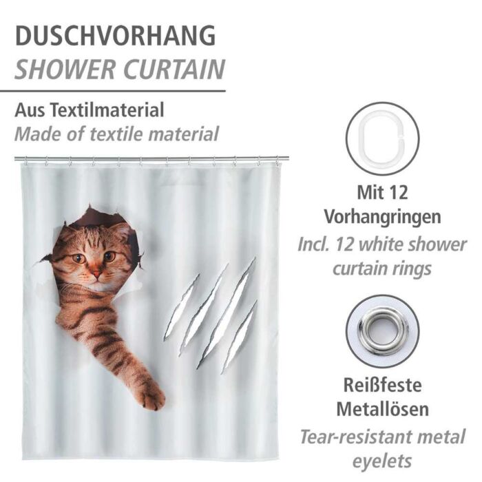 Rideau de douche Chat brun-blanc