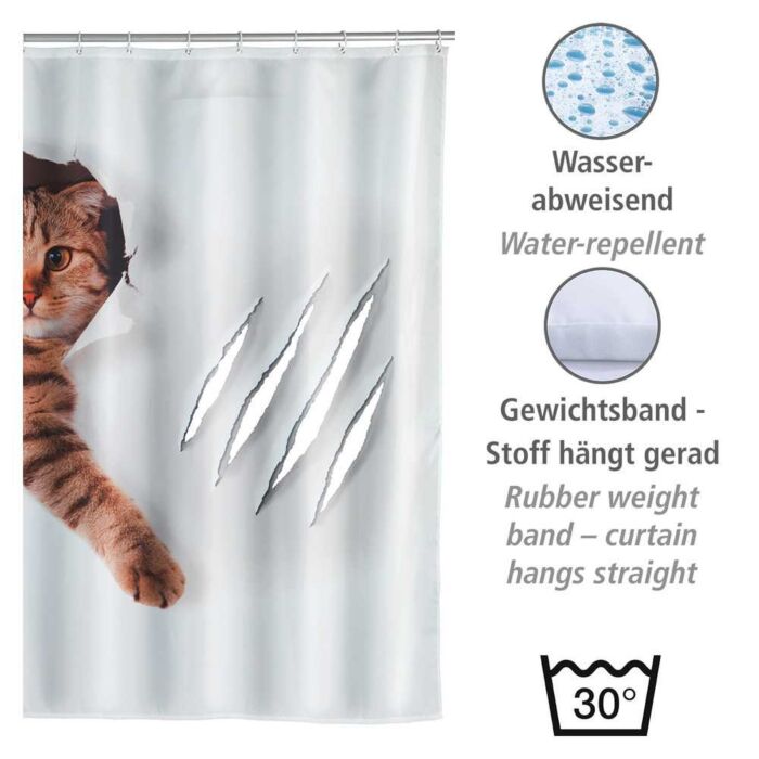 Rideau de douche Chat brun-blanc