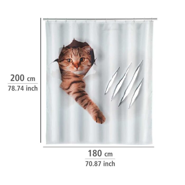 Rideau de douche Chat brun-blanc