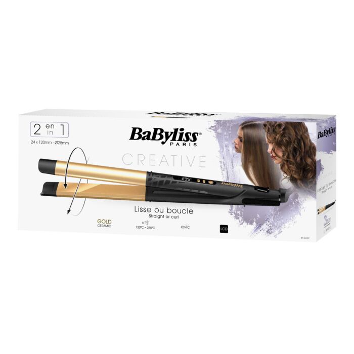 Fer à lisser & à boucler 2-en-1 BaByliss Gold Ceramic
