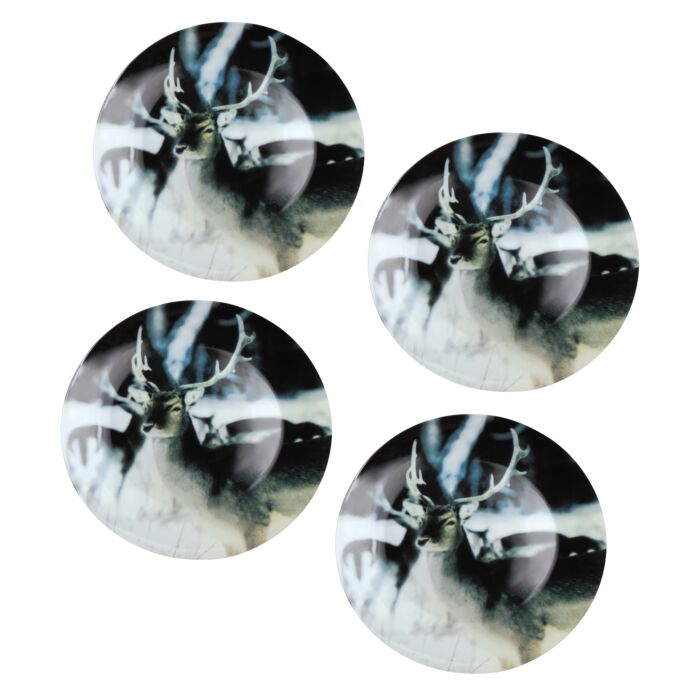 4 assiettes avec motif de cerf foncé main product photo