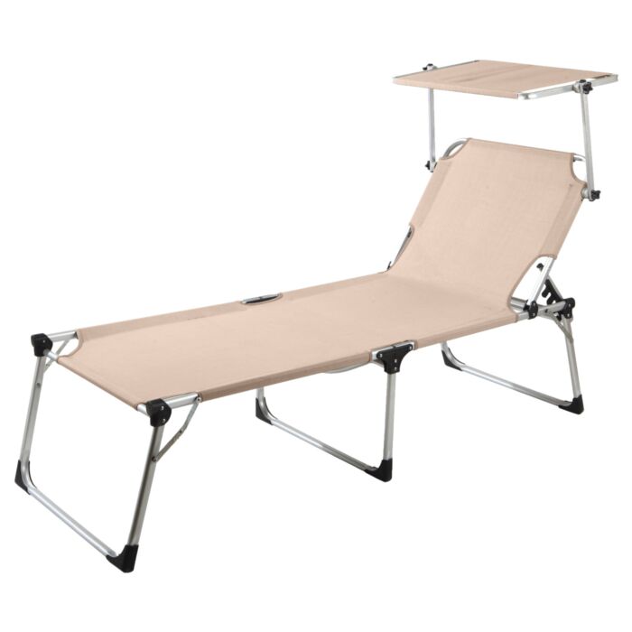 Liegestuhl mit Sonnendach Lyon, Komforthöhe beige