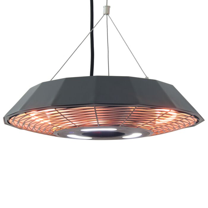Heizstrahler mit Fernbedienung und LED-Licht, hängend
