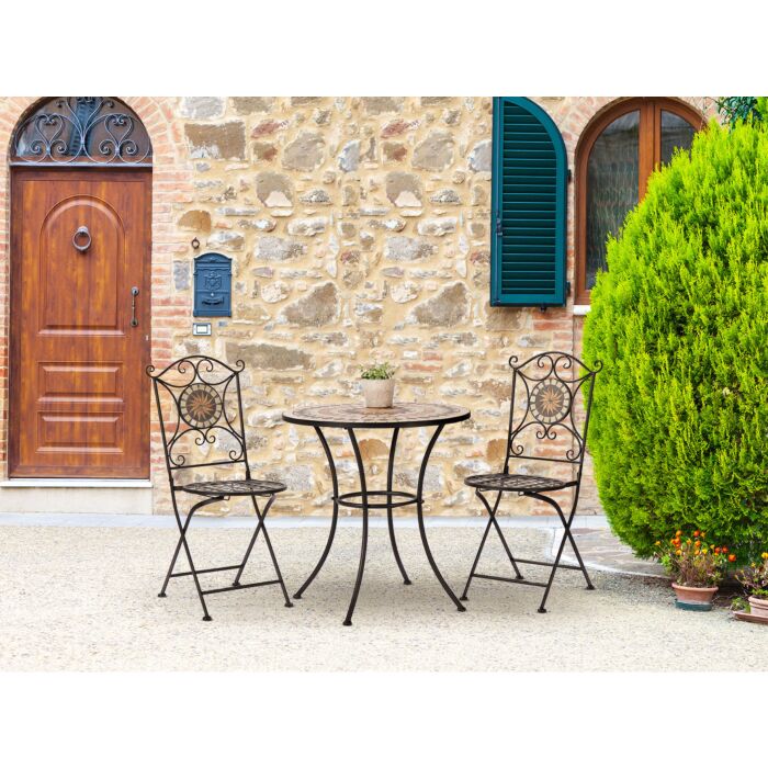 Bistro-Set Mosaik 3-teilig schwarz