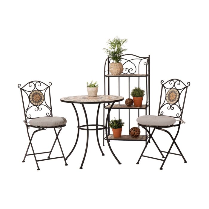 Bistro-Set Mosaik 3-teilig schwarz