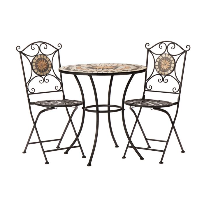 Bistro-Set Mosaik 3-teilig schwarz