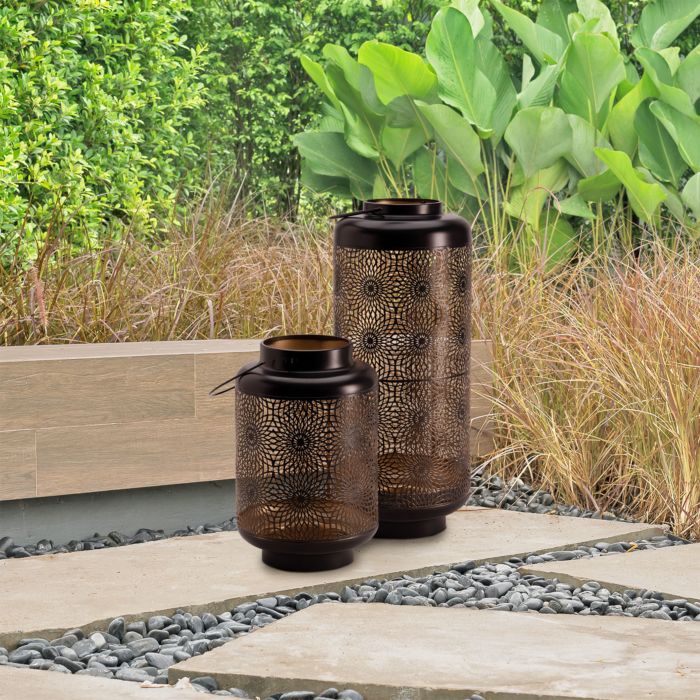 Image of Laterne mit gelochtem Blumenmuster, HxØ 62x26 cm bei Lehner Versand Schweiz