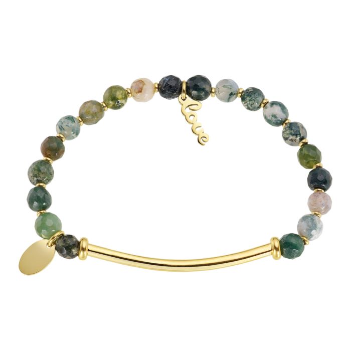 Image of Edelstahl-Armband mit PVD-Beschichtung gelbgold und Achat bei Lehner Versand Schweiz