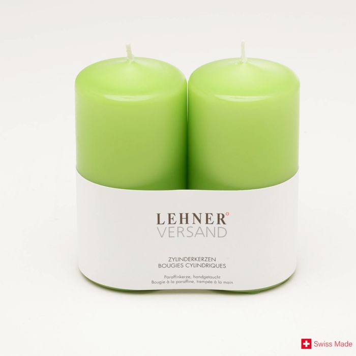 Image of Zylinderkerzen im 2er Set, 60x120 mm hellgrün bei Lehner Versand Schweiz