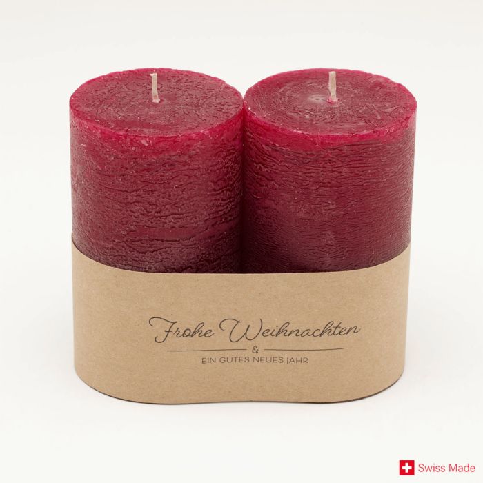Image of Rauhreif Zylinderkerzen im 2er Set bordeaux bei Lehner Versand Schweiz