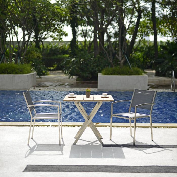 Table de balcon pliante en teck carré