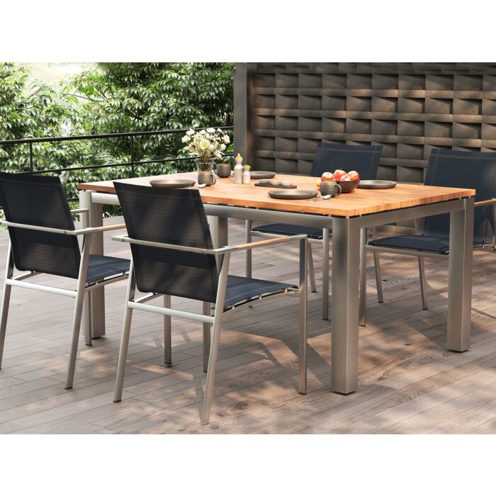 Table de jardin Teak Premium en acier inox