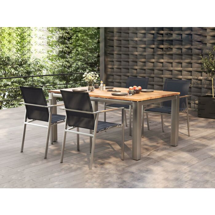 Table de jardin Teak Premium en acier inox