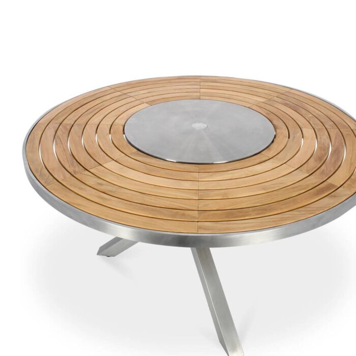 Gartentisch Edelstahl Teak Premium rund