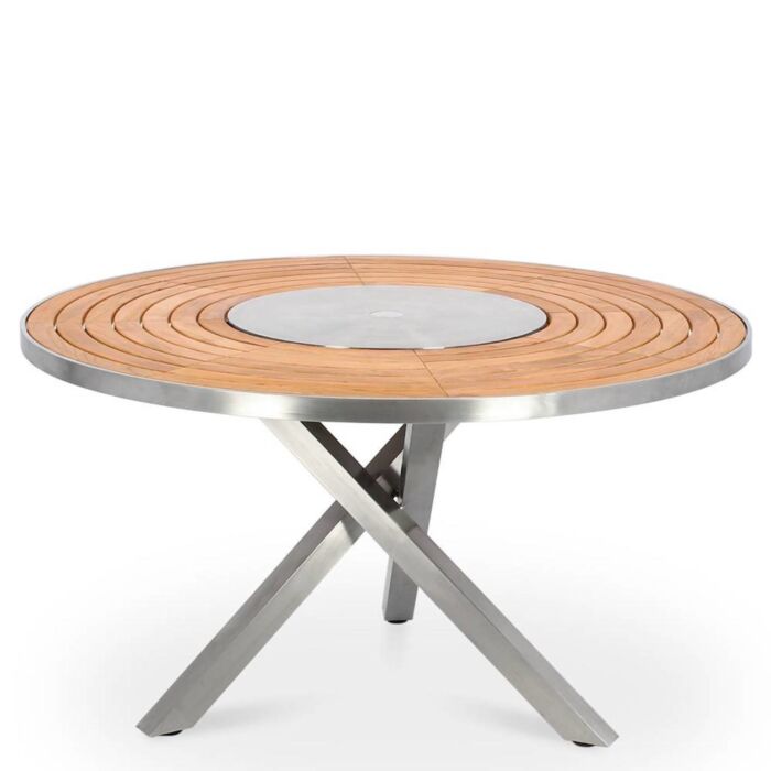 Gartentisch Edelstahl Teak Premium rund