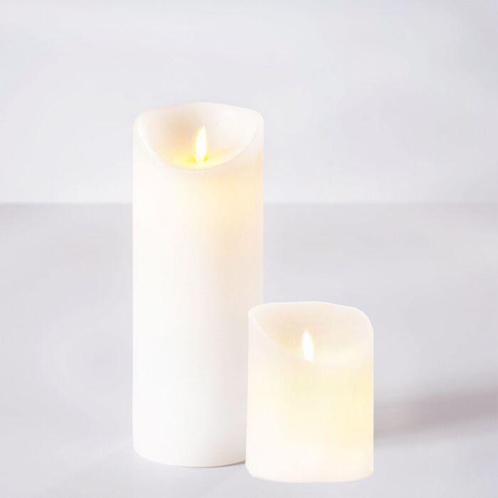 Set de 4 bougies LED en cire véritable - Blanc avec flamme