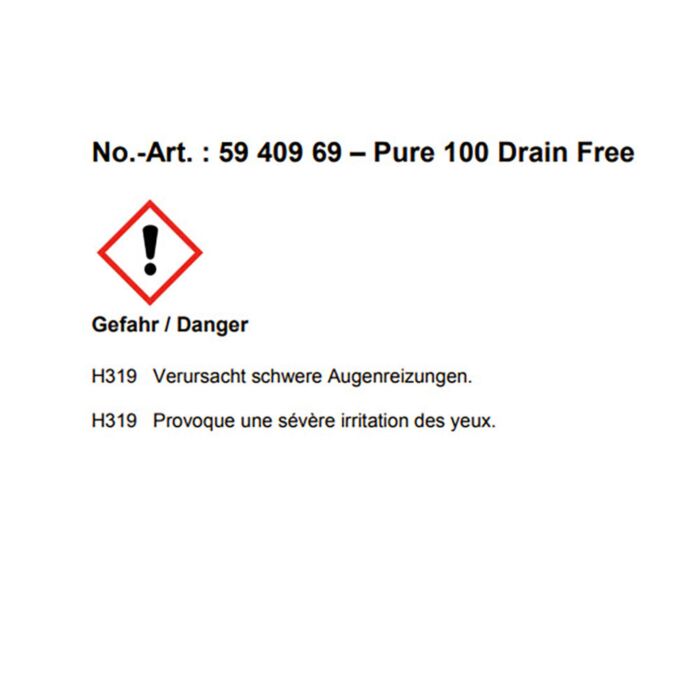 Pure 100 Drain Free, Abflussreiniger