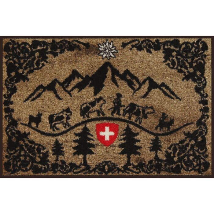 Türvorlage Schweizer Berge Holz 50x75 cm