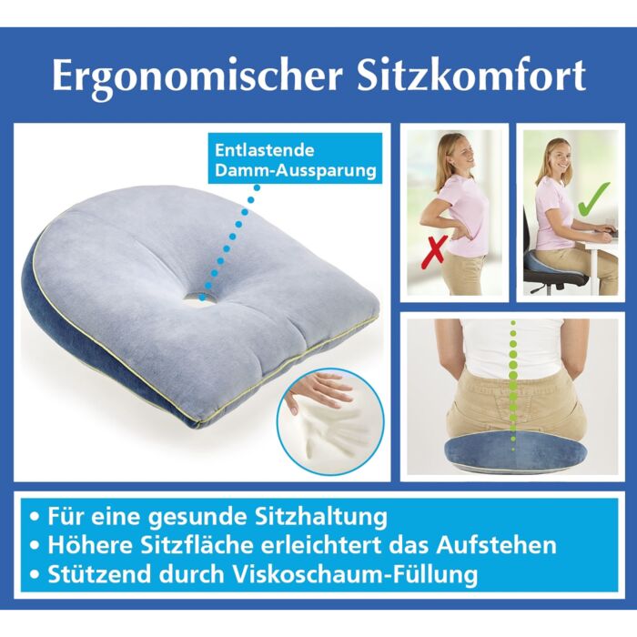 Coussin viscoélastique ergonomique de forme biseautée
