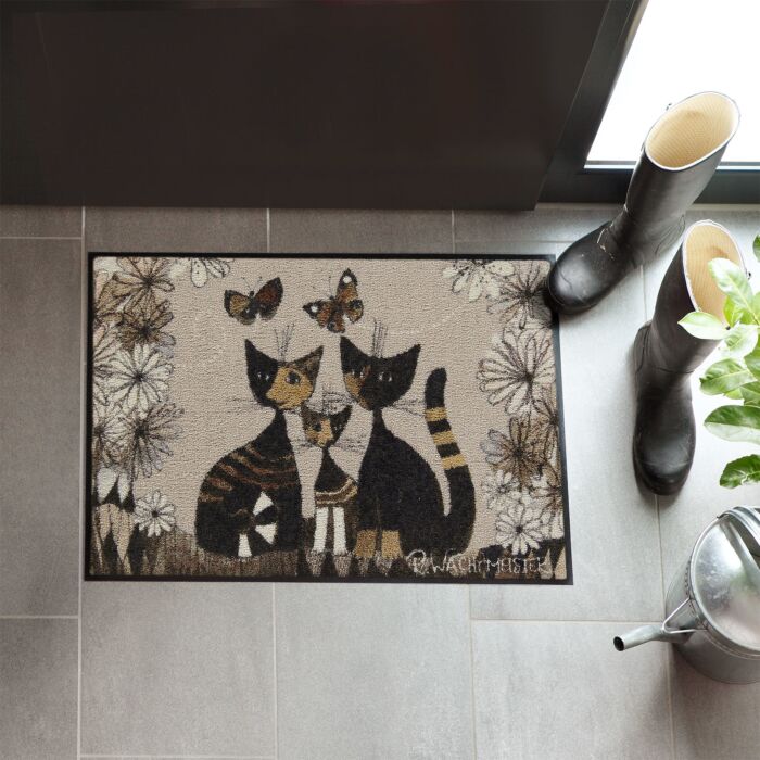 Image of Rosina Wachtmeister Fussmatte Gatti con Fiori, beige, 50x75 cm bei Lehner Versand Schweiz