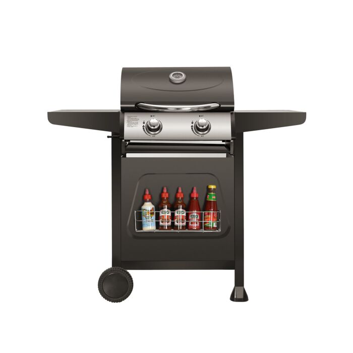 Gril à gaz Ohmex avec 2 brûleurs et support à épices main product photo