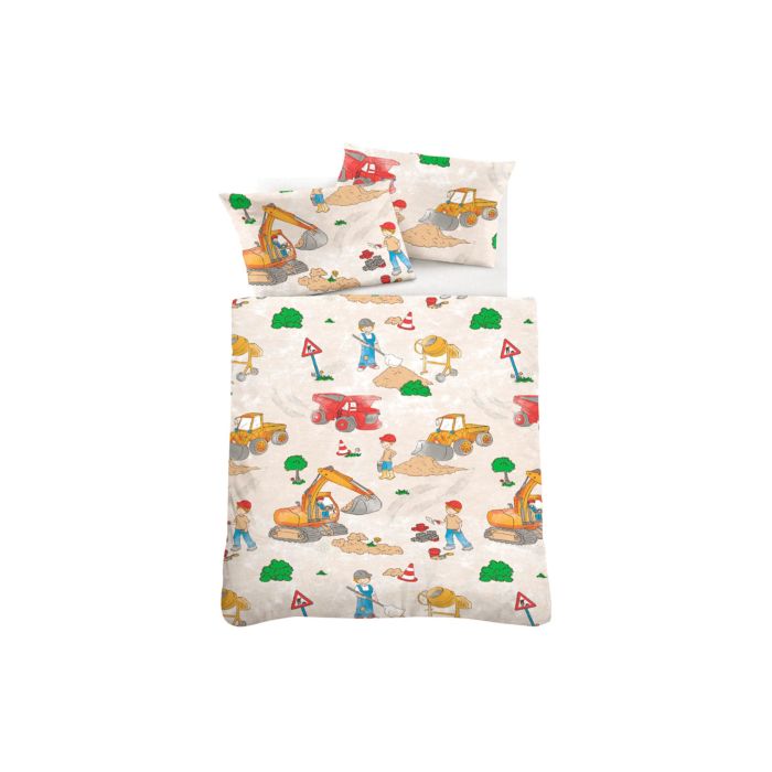 Image of Biberna Bettwäsche für kleine Baustellenfans, taupe, 65x100 cm / 160x210 cm bei Lehner Versand Schweiz