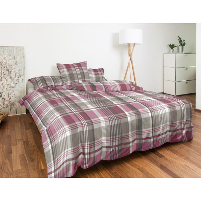 Image of Bettwäsche mit Karomuster, brombeer, 65x100 cm / 160x210 cm bei Lehner Versand Schweiz