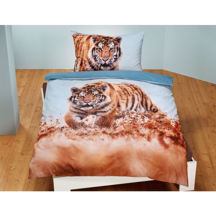 Image of Bettwäsche mit schleichendem Tiger, beige, 65x100 cm / 160x210 cm bei Lehner Versand Schweiz