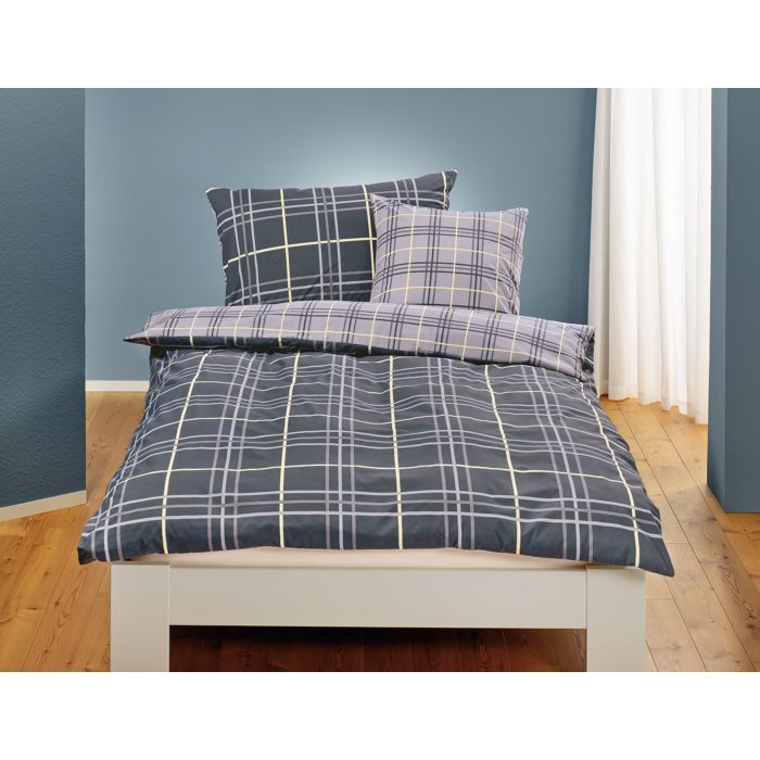 Image of em-es-te Bettwäsche in dezentem Karomuster, grau, 65x100 cm / 160x210 cm bei Lehner Versand Schweiz
