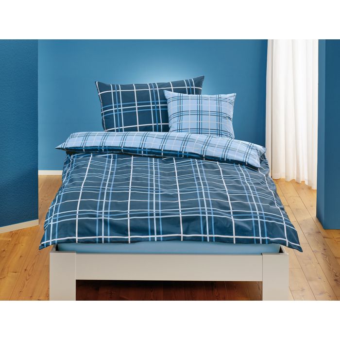 Image of em-es-te Bettwäsche in dezentem Karomuster, blau, 2x65x65 cm / 200x210 cm bei Lehner Versand Schweiz
