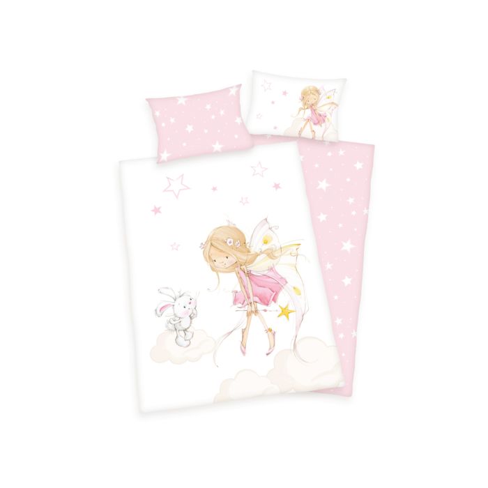 Image of Bettwäsche mit Zauberfee und Häschen rosa-weiss, 40x60 cm / 100x135 cm bei Lehner Versand Schweiz