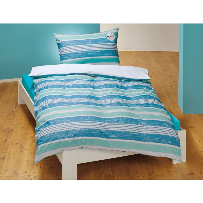 Image of Maui Sports Bettwäsche in farbigem Streifenmix in Blau- und Minttönen, petrol, 65x100 cm / 160x210 cm bei Lehner Versand Schweiz