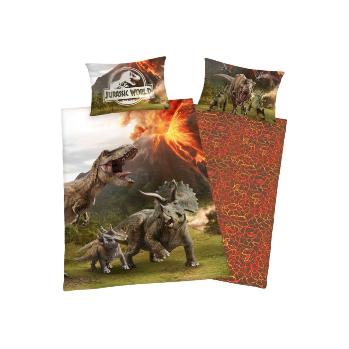 Image of Bettwäsche Jurassic World mit wütenden Dinosauriern, grün, 65x100 cm / 160x210 cm bei Lehner Versand Schweiz