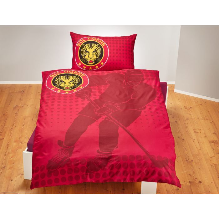 Image of Bettwäsche SCL Tigers, rot, 65x100 cm / 160x210 cm bei Lehner Versand Schweiz