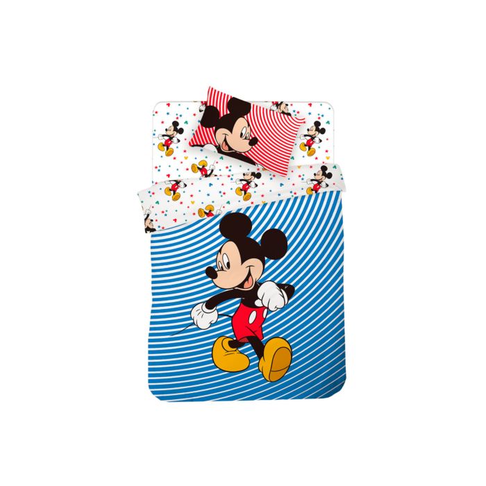 Image of Disney Bettwäsche mit der Kultfigur Mickey Mouse, blau, 65x100 cm / 160x210 cm bei Lehner Versand Schweiz