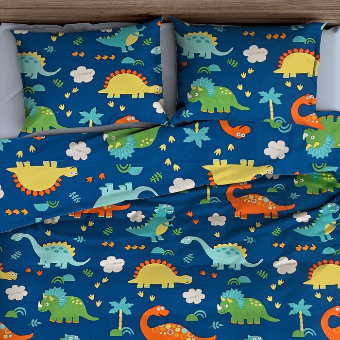 Linge de lit orné de charmants dinos colorés
