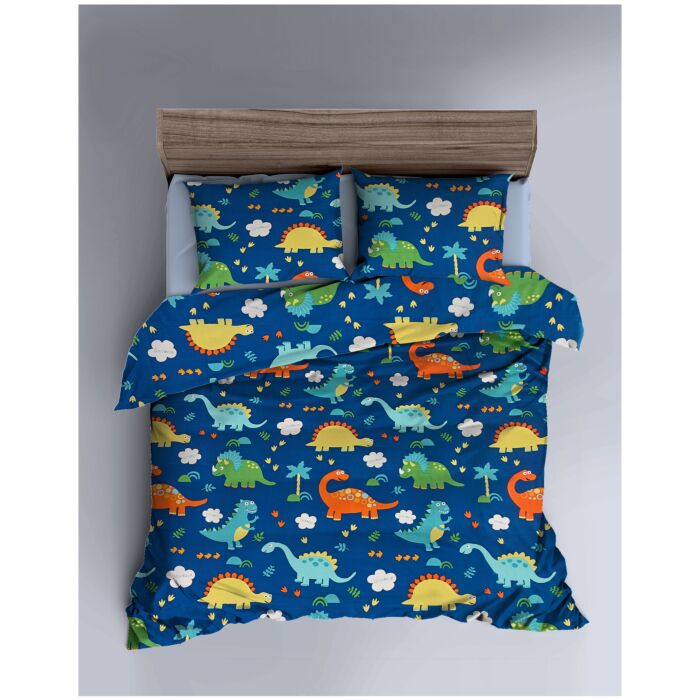 Linge de lit orné de charmants dinos colorés