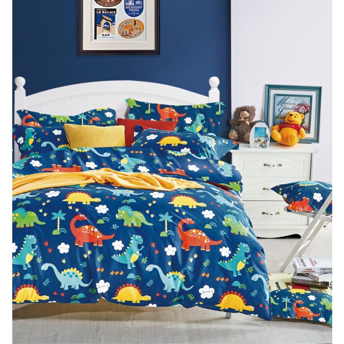 Linge de lit orné de charmants dinos colorés