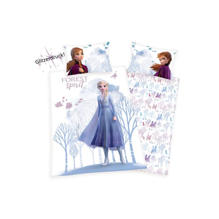 Image of Disney Bettwäsche Frozen II mit Glitzer, weiss, 65x100 cm / 160x210 cm bei Lehner Versand Schweiz