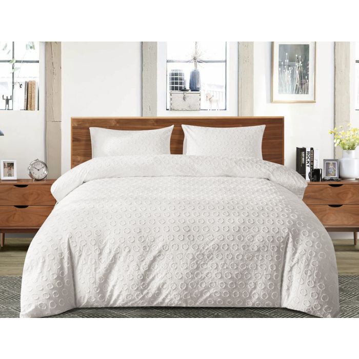 Image of Bettwäsche mit getuftetem Kreismuster, weiss, 2x65x65 cm / 200x210 cm bei Lehner Versand Schweiz