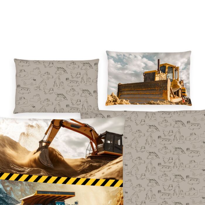 Bettwäsche mit Baustellenmotiven