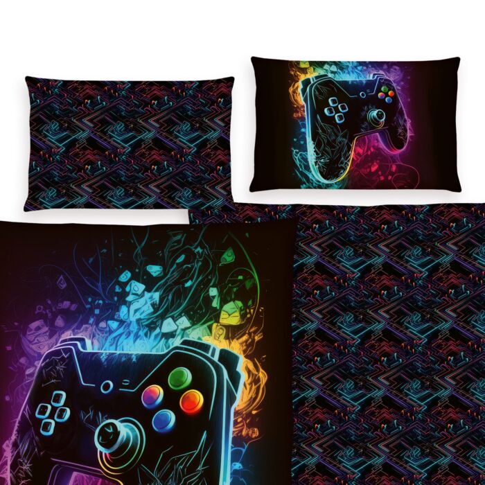 Linge de lit avec manette de jeu