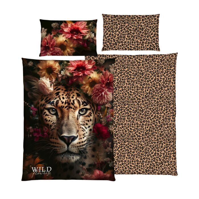 Bettwäsche Leopard Style mit Blumen main product photo