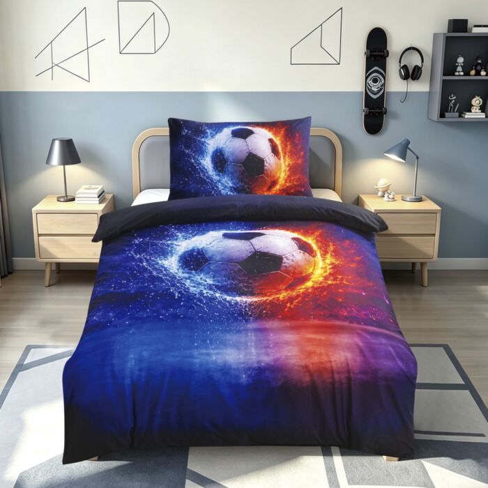 Bettwäsche mit dynamischem Fussballmotiv