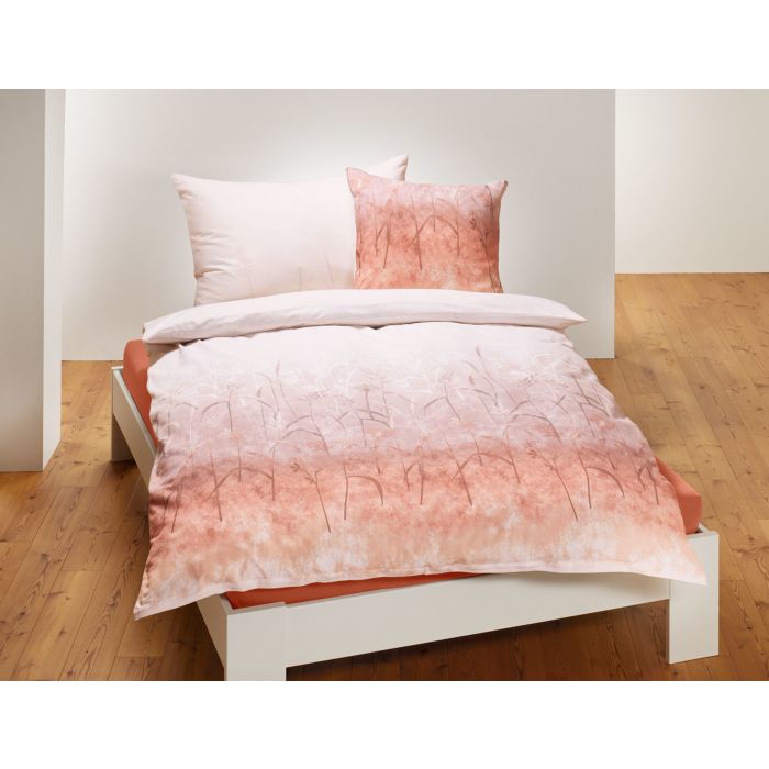 Image of Biberna Bettwäsche mit zartem Blattmuster und hellem Farbverlauf, rost, 65x65 cm bei Lehner Versand Schweiz