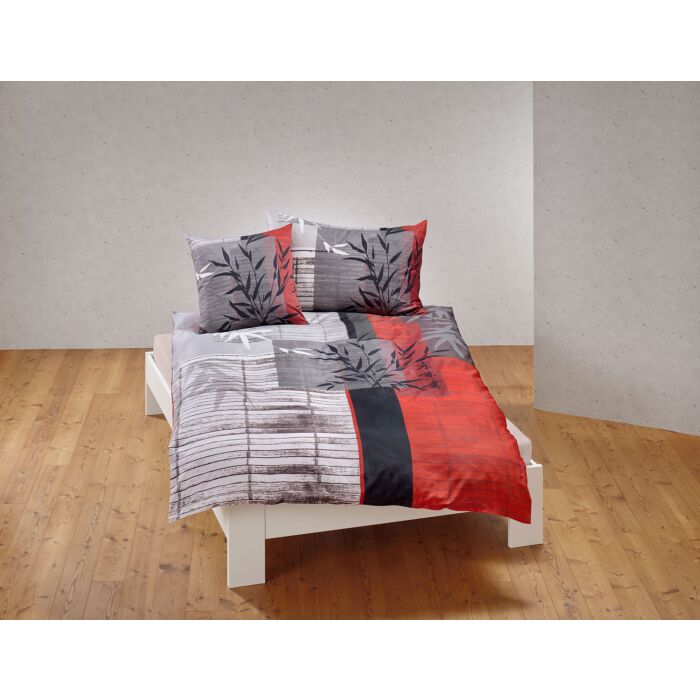 Bettwäsche mit Bambusprint und Streifenmuster – Kissenbezug – 65x100 cm