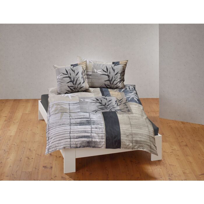 Bettwäsche mit Bambusprint und Streifenmuster – Kissenbezug – 65x65 cm